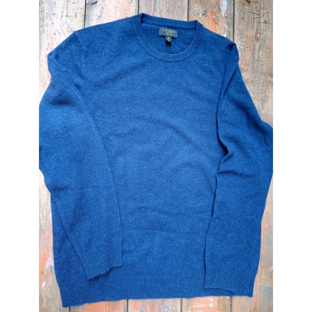 Charter Club Cashmere Sweater Mens XL V-Neck Long Sleeve Pullover Soft Navy Blue